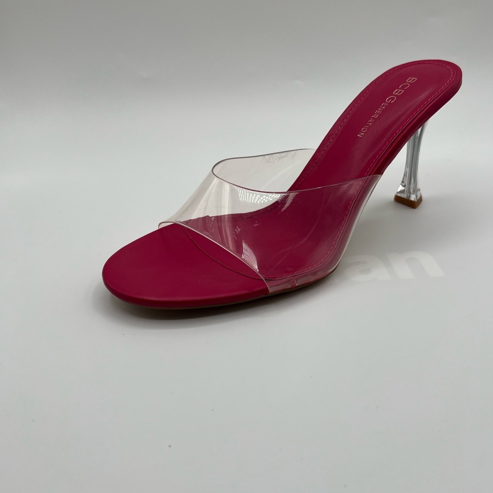 Bcbgeneration Clear Strap Heels Raspberry Pink Si… - image 5